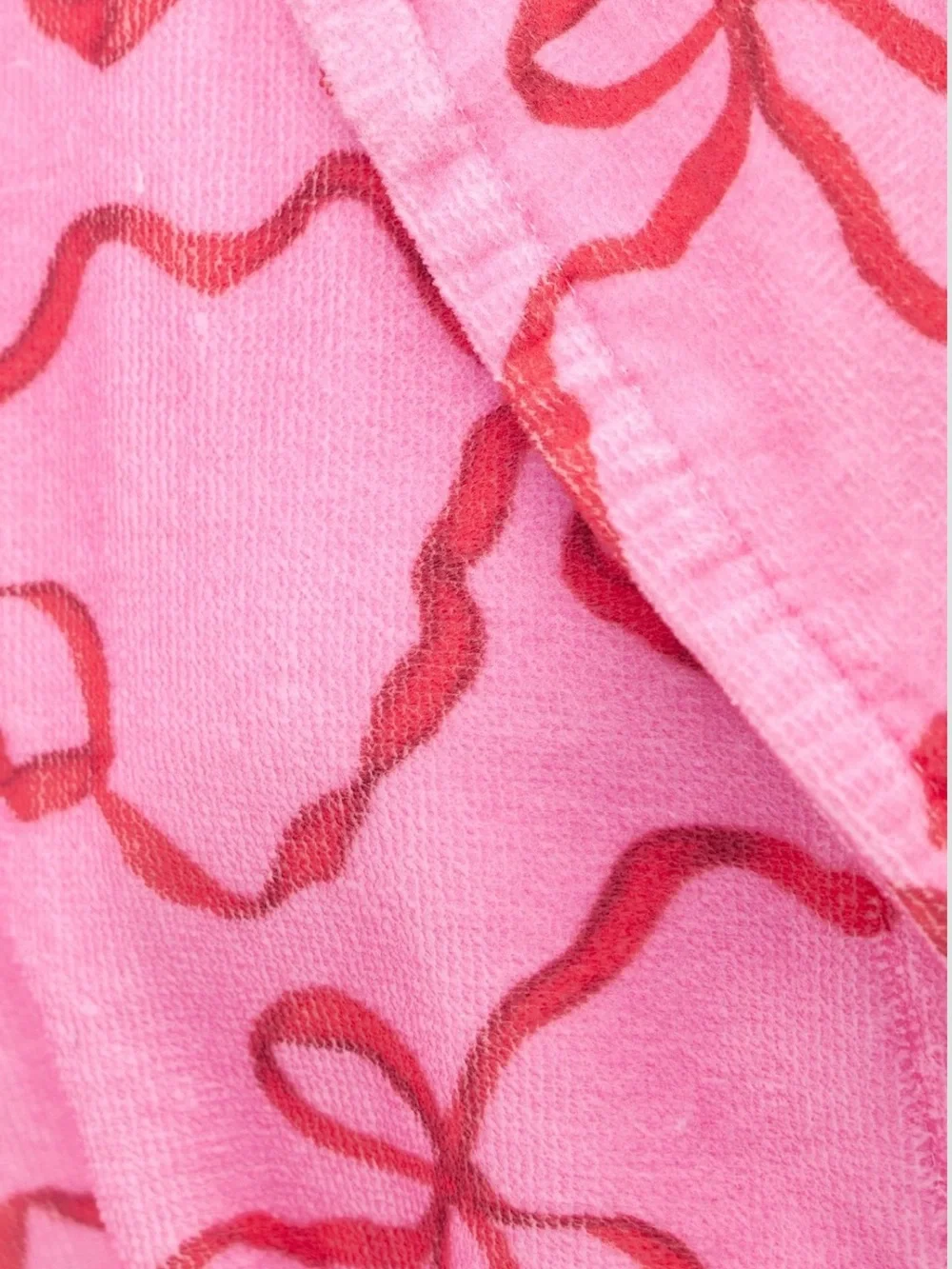 LoveShackFancy Pink and Red Ribbon Bow Knit Blanket - Picture 3 of 4